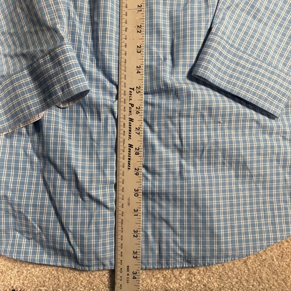 LL Bean Mens Long Sleeve Button Up Shirt XL Tall Blue Checkered Cotton - Picture 7 of 8